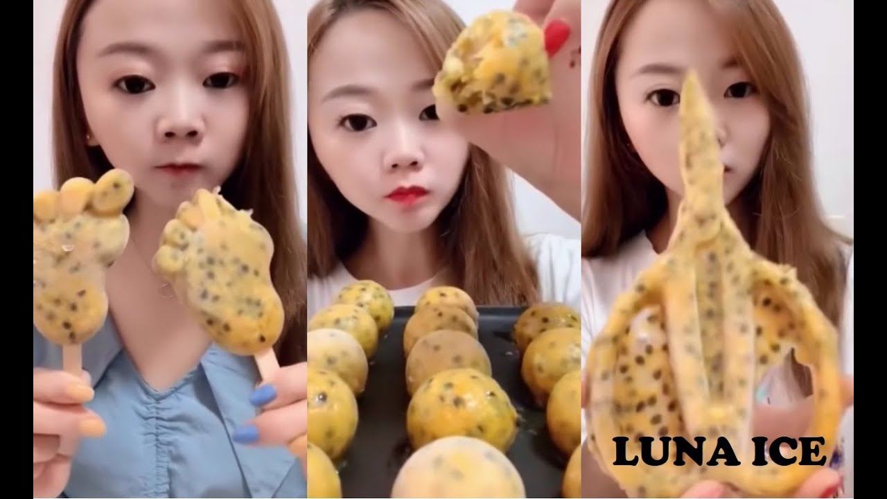 YUMMY FROZEN PASSION FRUIT!!!! || #ICEEATING #ASMR #CRUNCHYICE #PASSIONFRUIT