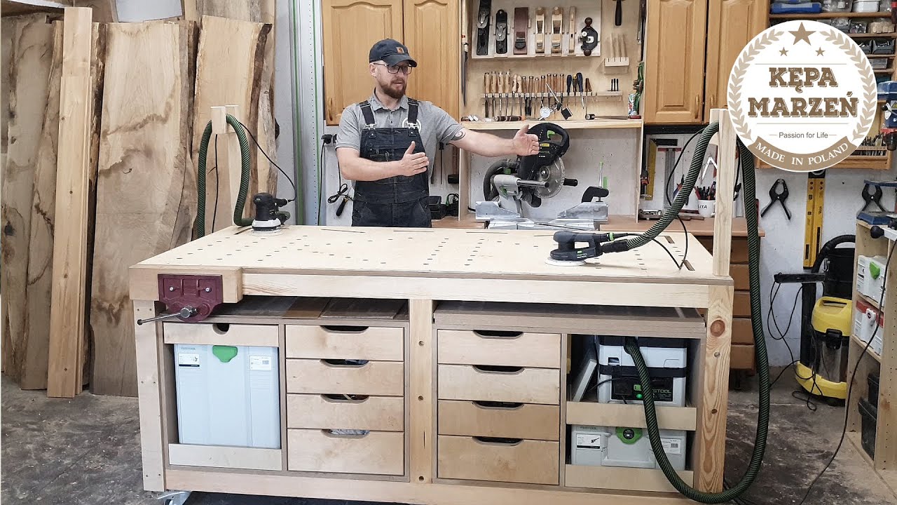 Multifunkcyjny stolarski stół warsztatowy | Mulitifunctional woodworking workbench