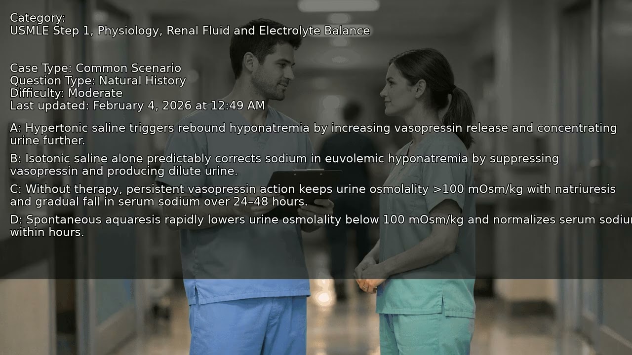 Renal Fluid and Electrolyte Balance, Physiology, USMLE Step 1 - Full Vignette with Extended Explanat