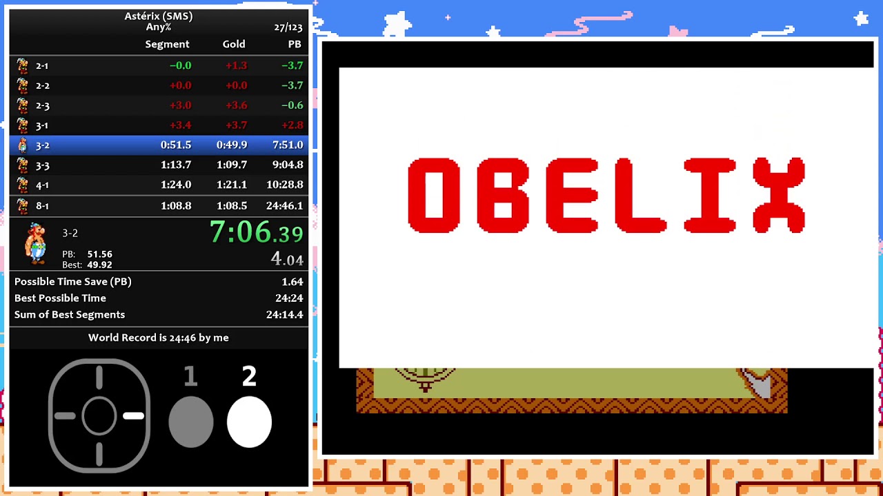 [Former World Record] Astérix (Master System) Speedrun in 24:36