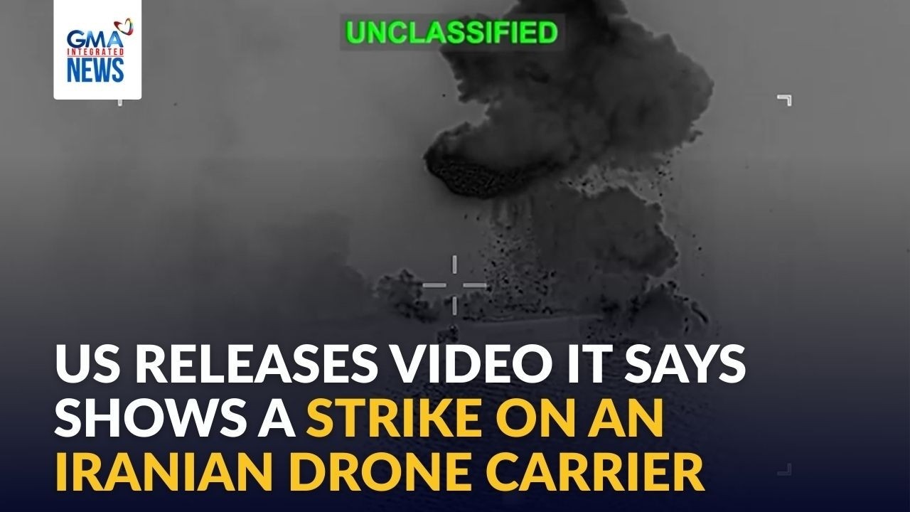 US releases video it says shows a strike on an Iranian drone carrier | GMA Integrated News
