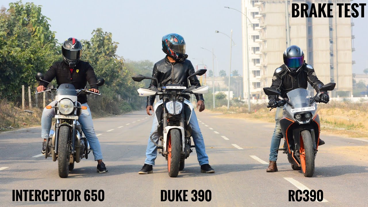 Duke 390 vs RC390 vs Interceptor 650 | Brake Test