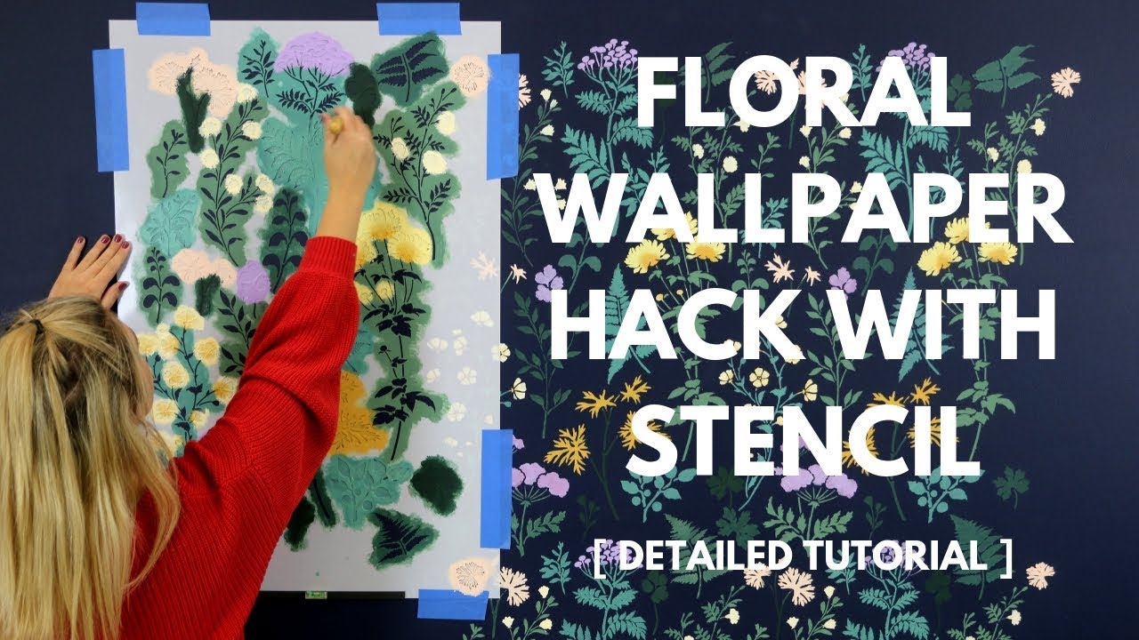 How To Stencil A Trendy Floral Accent Wall That Looks Just Like Wallpaper!