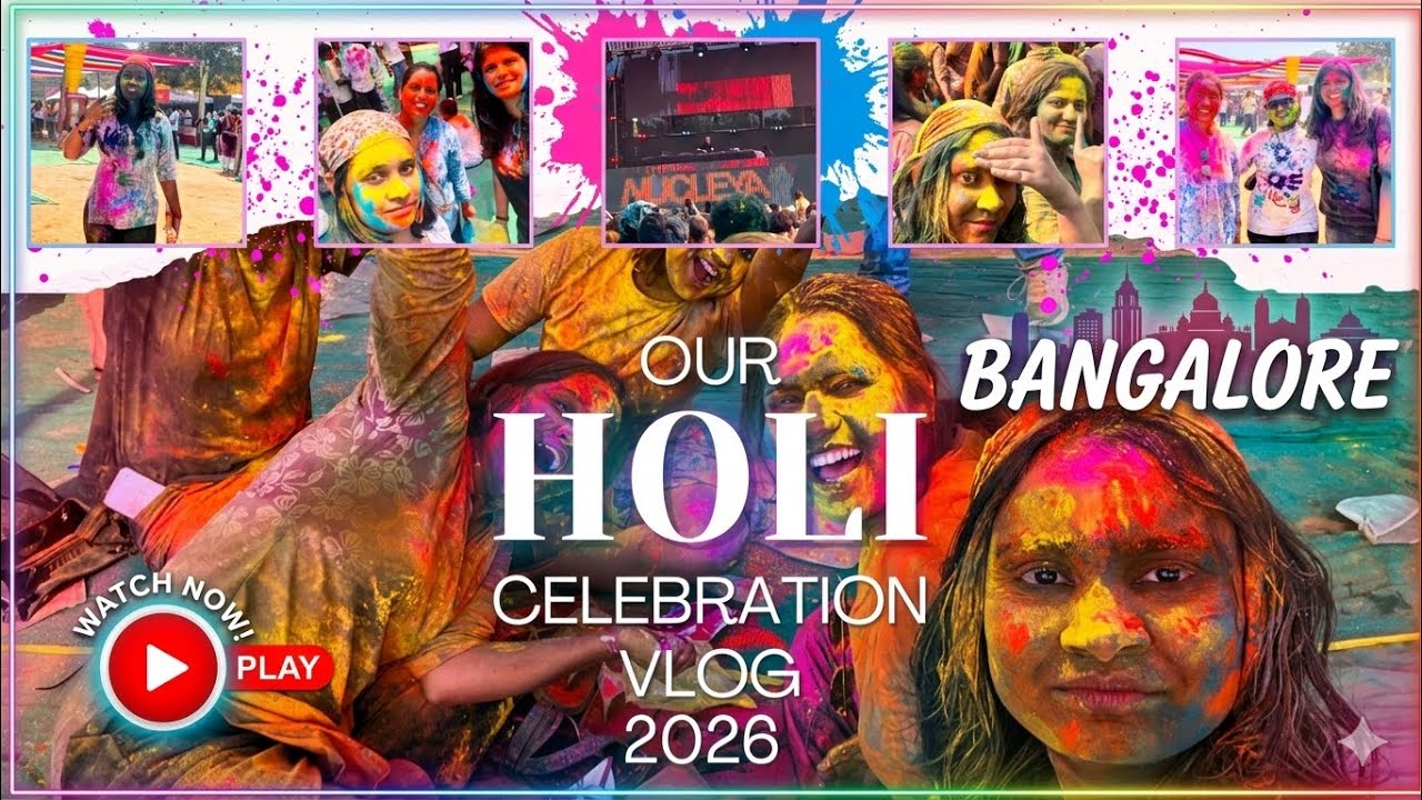 Celebrated Holi with @NucleyaMusic  in Bangalore 😍🎶 | Colorful Chaos #holi2026 #holivlog #djnucleya