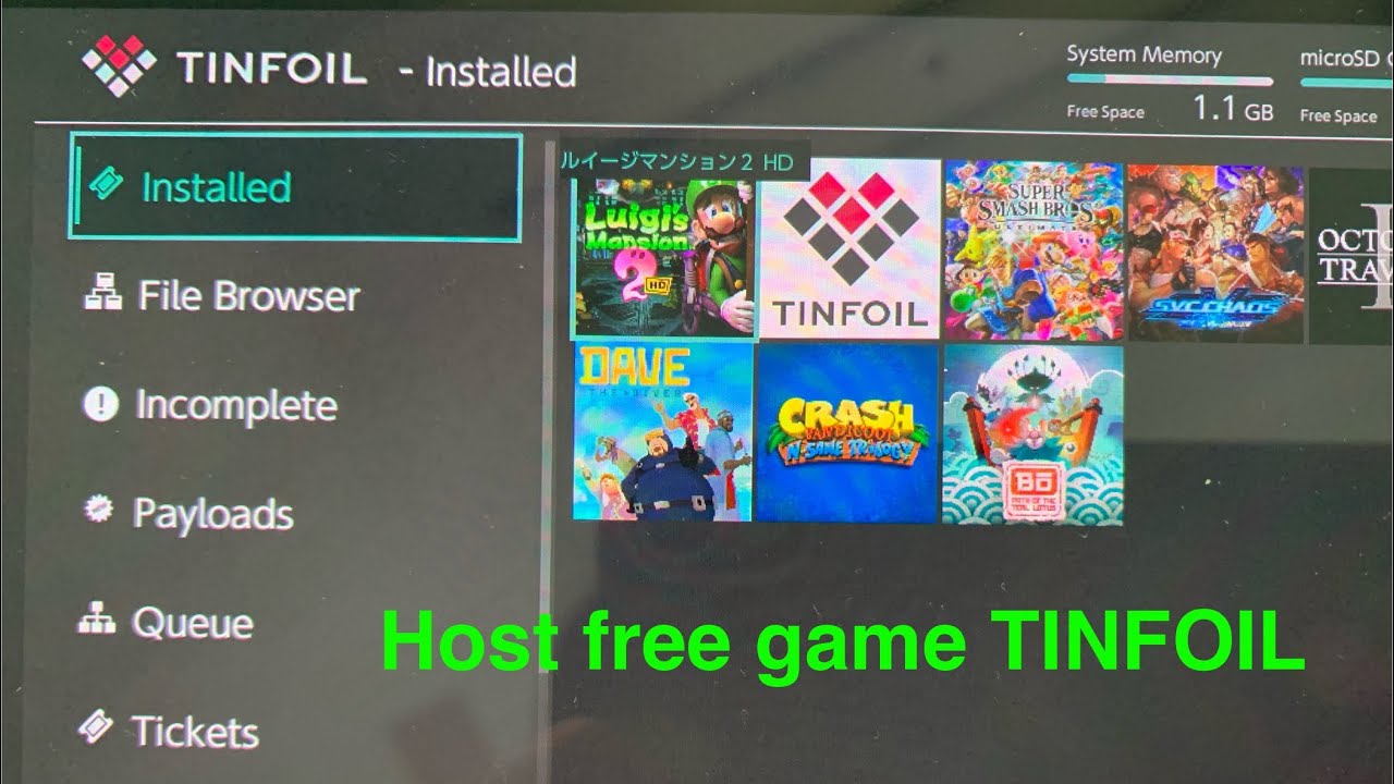 Host games free on tinfoil NINTENDO SWITCH