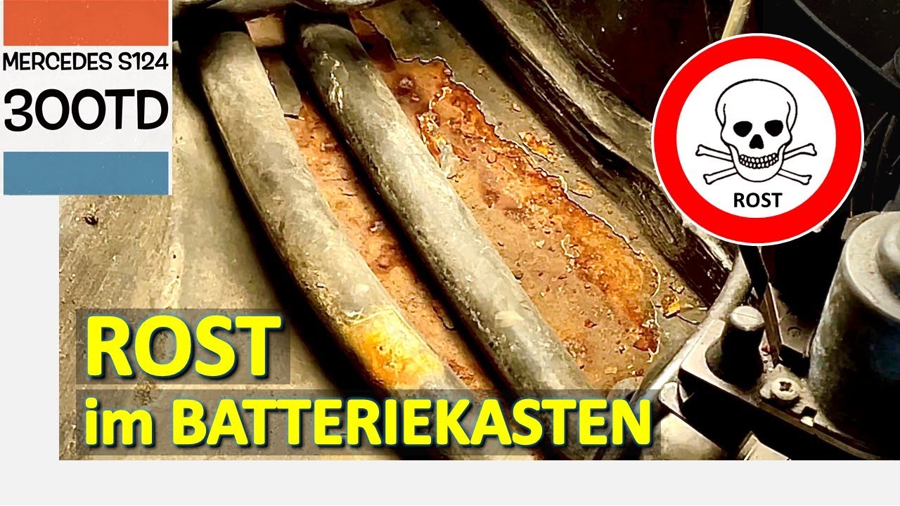 W124. Rostbeseitigung im Batteriekasten.