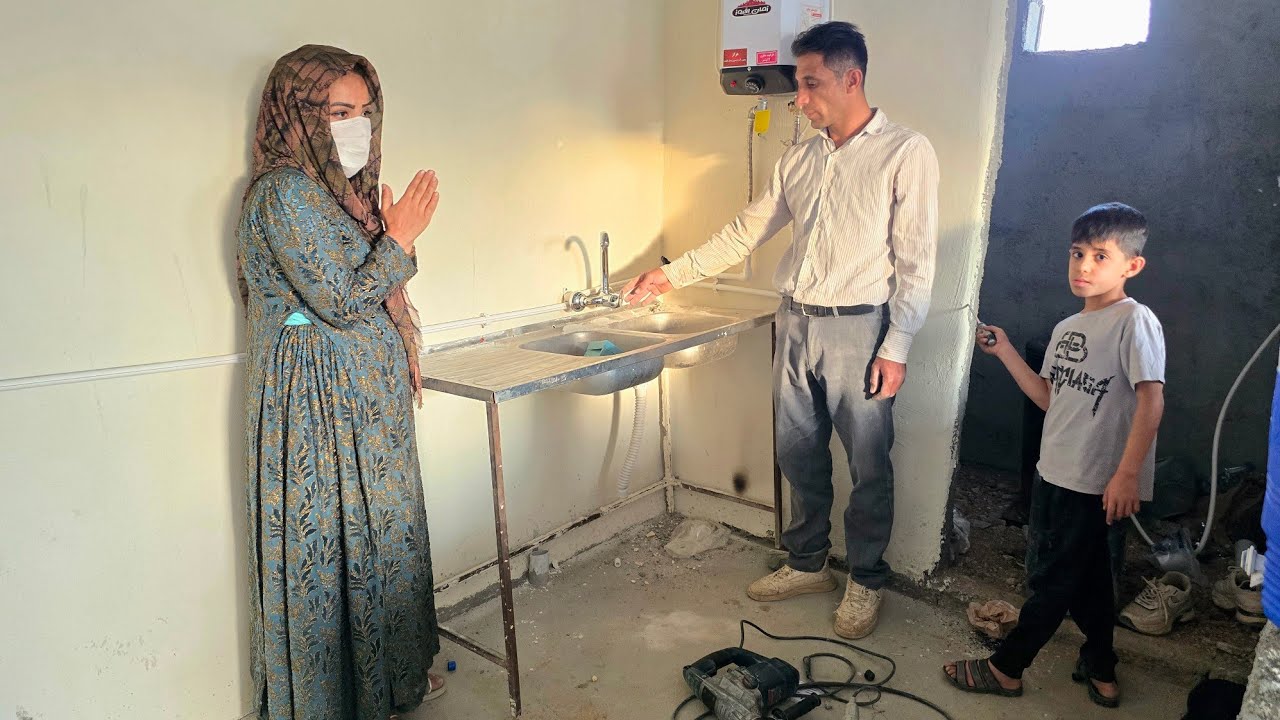Narges' quick management and Master Hadi's skill: Complete kitchen plumbing in a few hours!