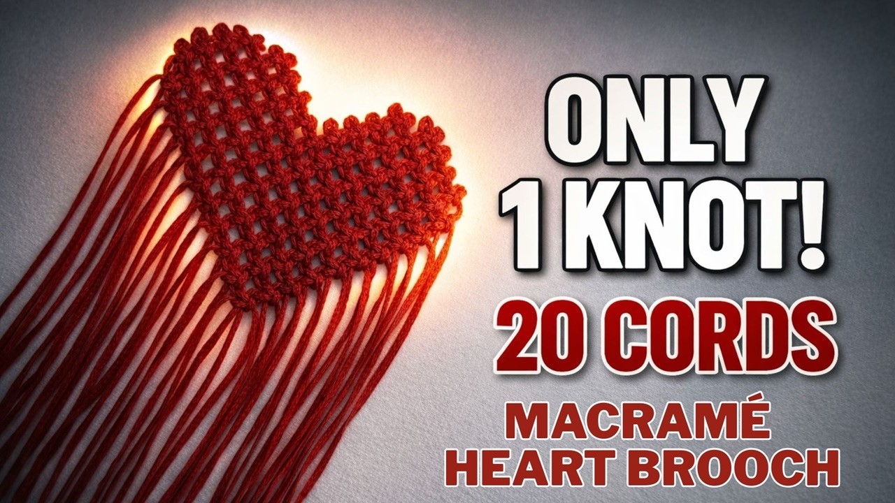 1 Knot Challenge: Make a Macramé Heart Brooch with 20 Cords