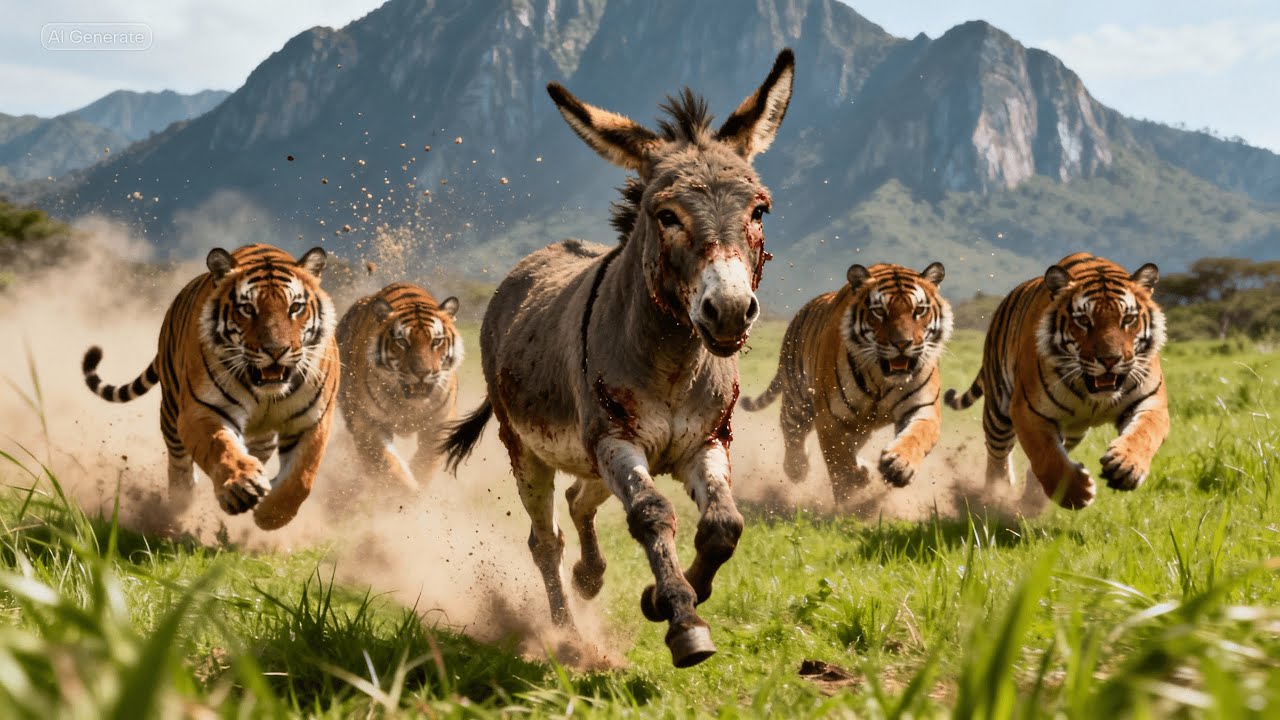 Striped Donkey Hunted by Three Hungry Tigers | RDR2 Wildlife Survival Cinematic eps 6