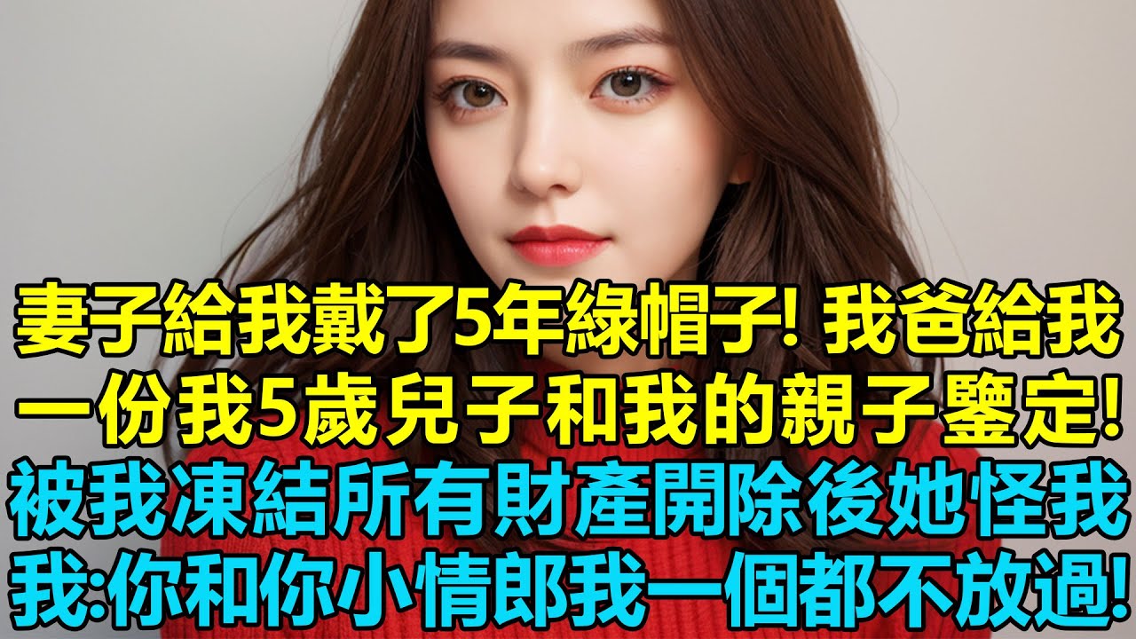 妻子給我戴了至少5年綠帽子，因為我爸給了我一份我5歲兒子和我的親子鑒定！得知被我凍結所有財產開除後她來責怪我！我：你別急，你和你的小情郎我一個都不放過！