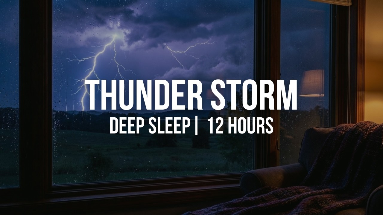 12 Hour Thunderstorm for Sleeping | Light to Heavy Rain & Thunder Sounds for Deep Sleep No Ads