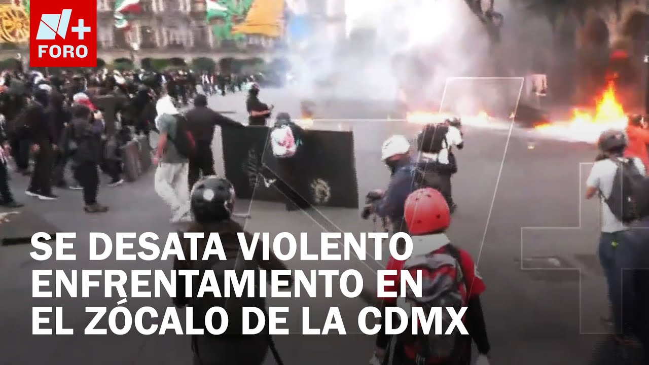 Violento enfrentamiento en el Zócalo en Marcha 2 de Octubre 2025 - Las Noticias