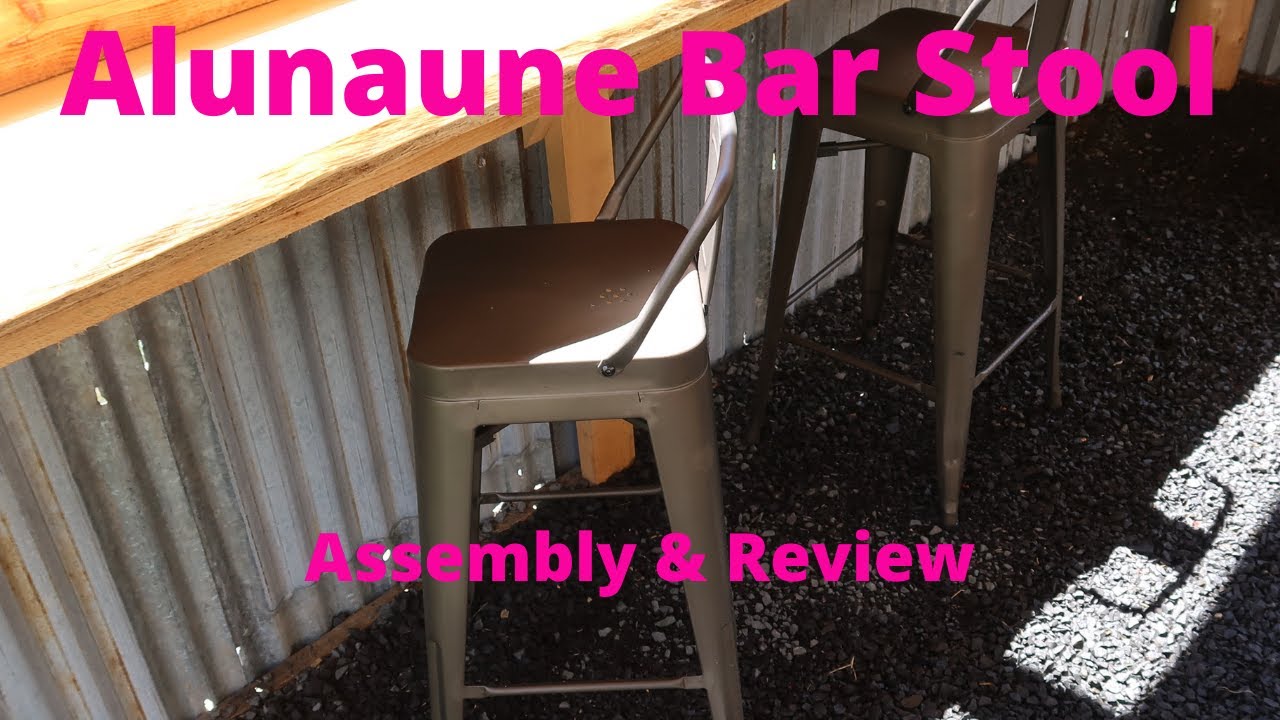 Alunaune 26" metal bar stool assembly and review.