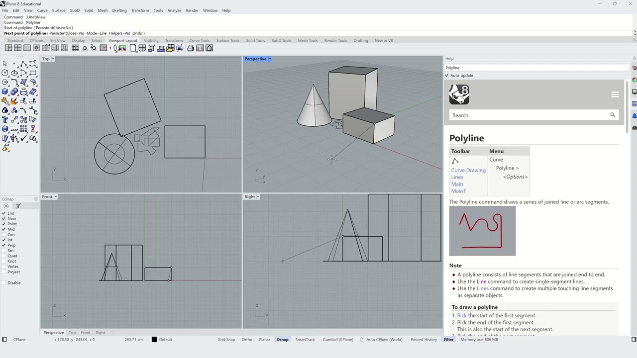 RH 01-2:   Viewport Display and Status Bar Settings