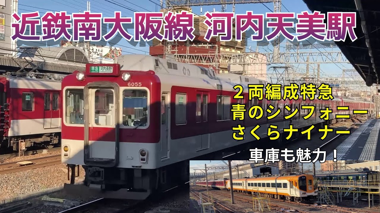 【南大阪線河内天美駅】高速通過する電車と車庫の様子が楽しいです