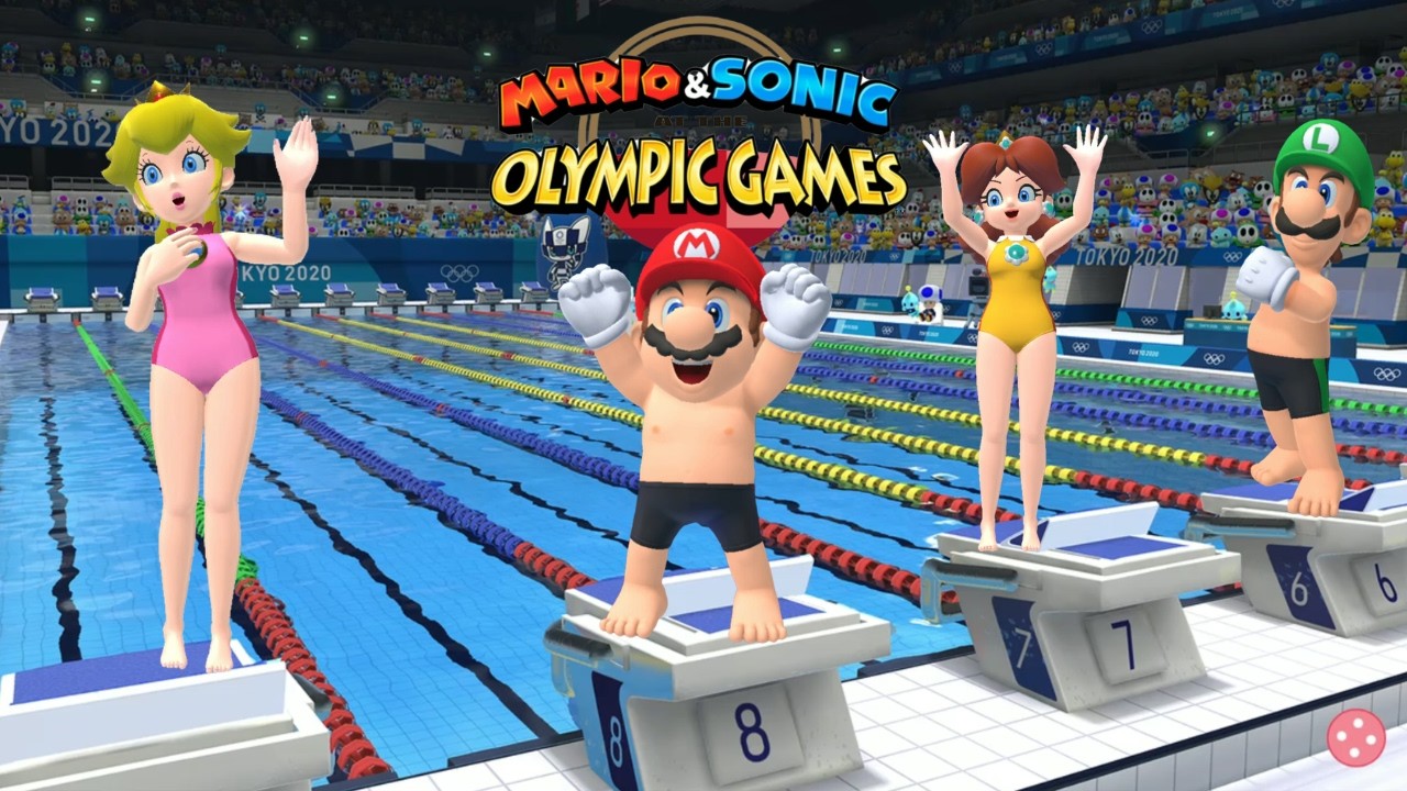 Swimming 100m ( Gameplay ) Mario & Sonic At The Olympic Games Tokyo 2020 Peach Mario Daisy +++ Sonic