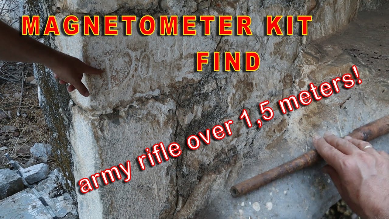 Magnetometer Kit Finds Army Rifle over 1,5 meters deep under stones! Best-Low Cost DIY Gradiometer