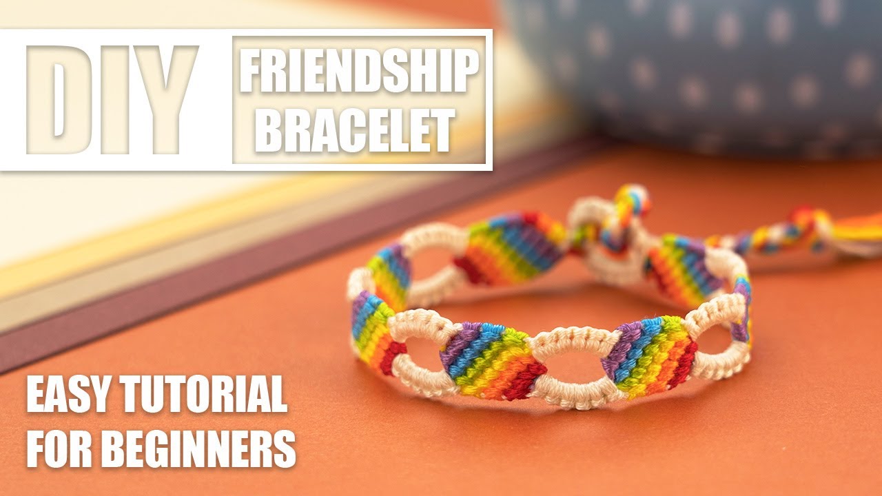 Rainbow Flag Cute Diagonal Colorful Macrame Friendship Bracelets | Easy Tutorial for Beginner