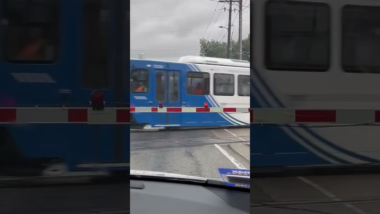 TRAX blue line light rail at E 8000 S in Midvale, Utah.