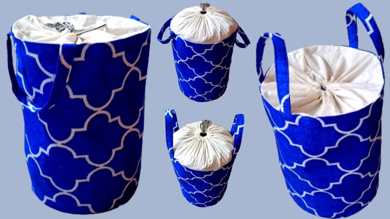 Laundry Bag Making at Home/Laundry Bag/Basket/Storage Bag/Aata Bag, Rice Bag Reuse/Clothes Organizer