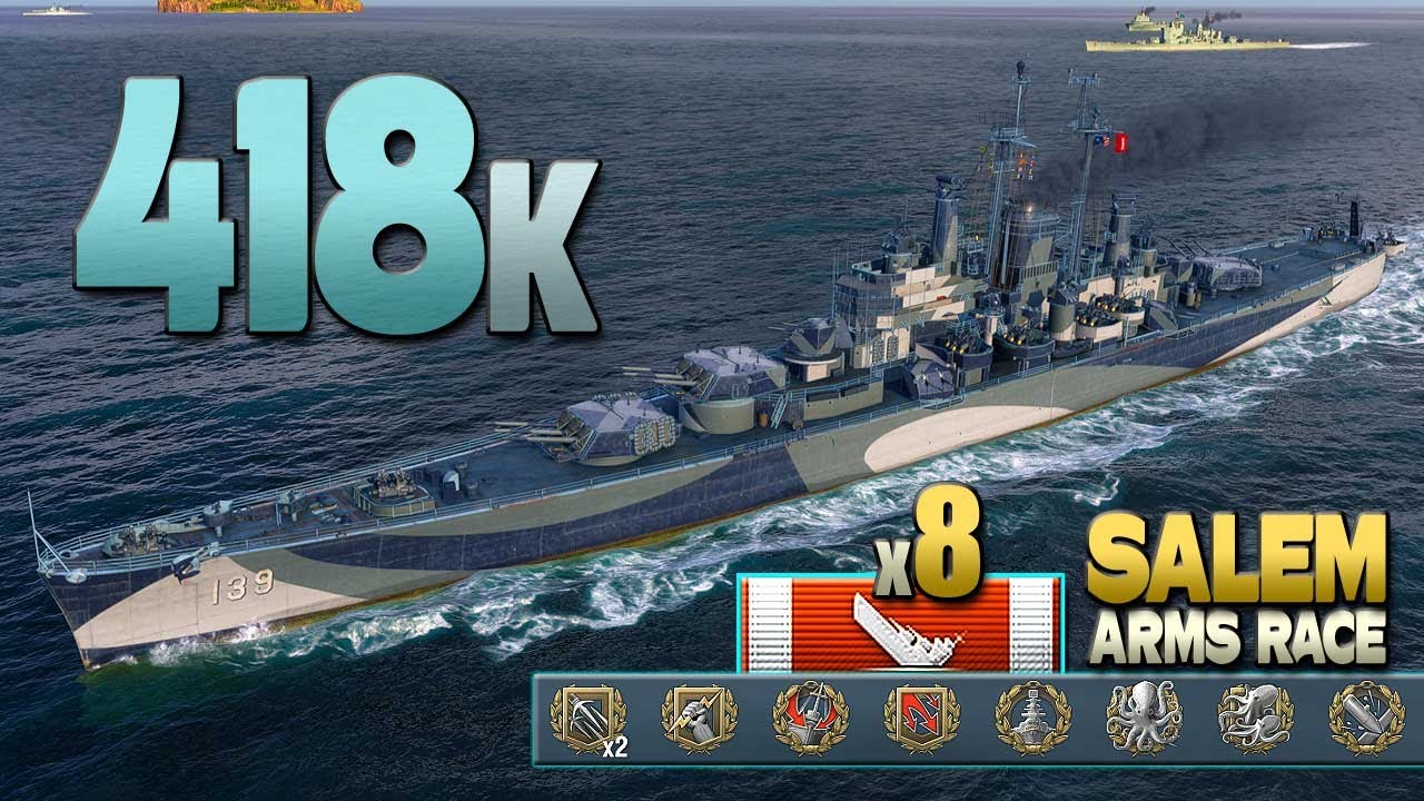 Крейсер Salem: Огромные 4,7 тыс. базового опыта на карте Loop - World of Warships