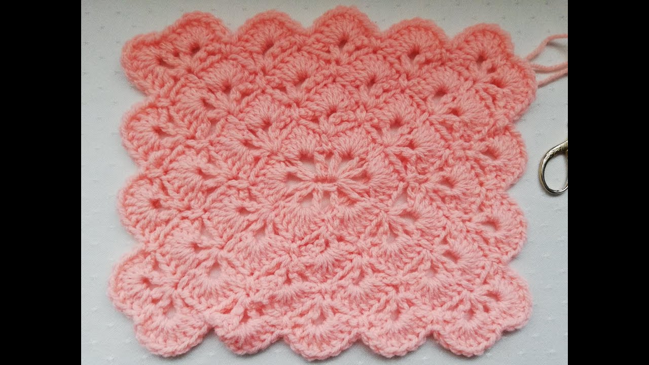 Beautiful Shells stitch crochet rectangle Crochet Nuts