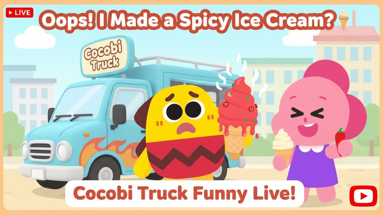 🔴LIVE:  Cocobi Ice Cream Truck | Oops! I Made a Spicy Ice Cream? 🌶️🍦 Cocobi Truck Funny Live!