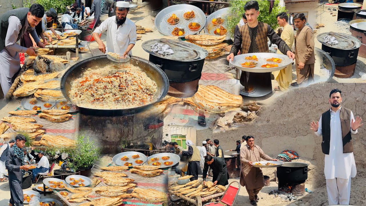 WEDDING FOOD IN A VILLAGE OF AFGHANISTAN | KABULI PULAO RECIPE IN WEDDING CEREMONY  | MARRIAGE FOOD