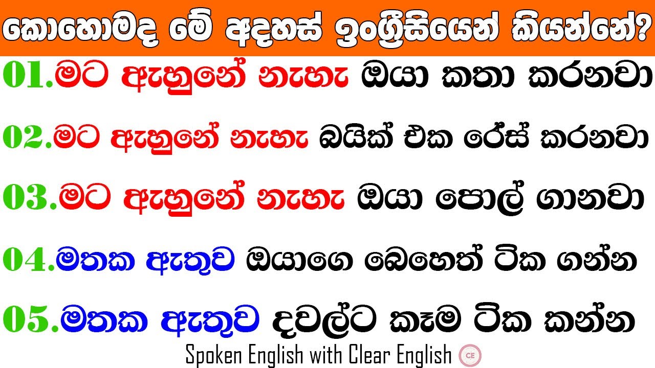 මට ඔයා කතා කරනවා ඇහුනේ නැහැ|කොහොමද ඉංග්‍රීසියෙන් කියන්නේ?|Spoken English for beginners#spokenenglish