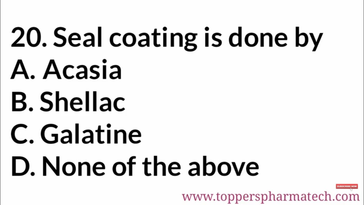 Pharmaceutics MCQ - 31 || #PharmacistExamQuestionPaper | DCO Exam | GPAT Exam | NIPER Exam
