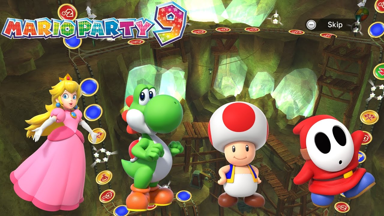 Mario Party 9 - Peach vs Yoshi vs Toad vs Shy Guy - Magma Mine