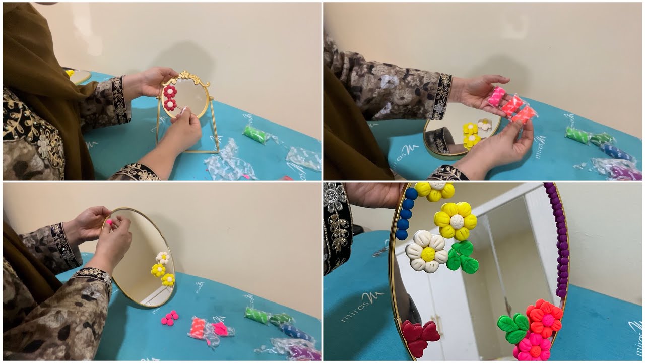 Pinterest inspired mirror🪞decor|DIY clay mirror at Home|@Biteblissbyramsi.a 