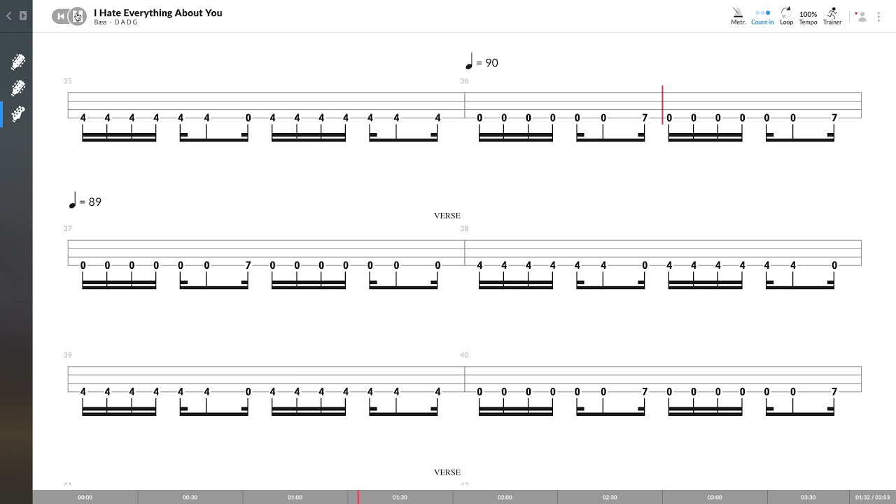 Three Days Grace - I Hate Everything About You (BASS TAB PLAY ALONG)