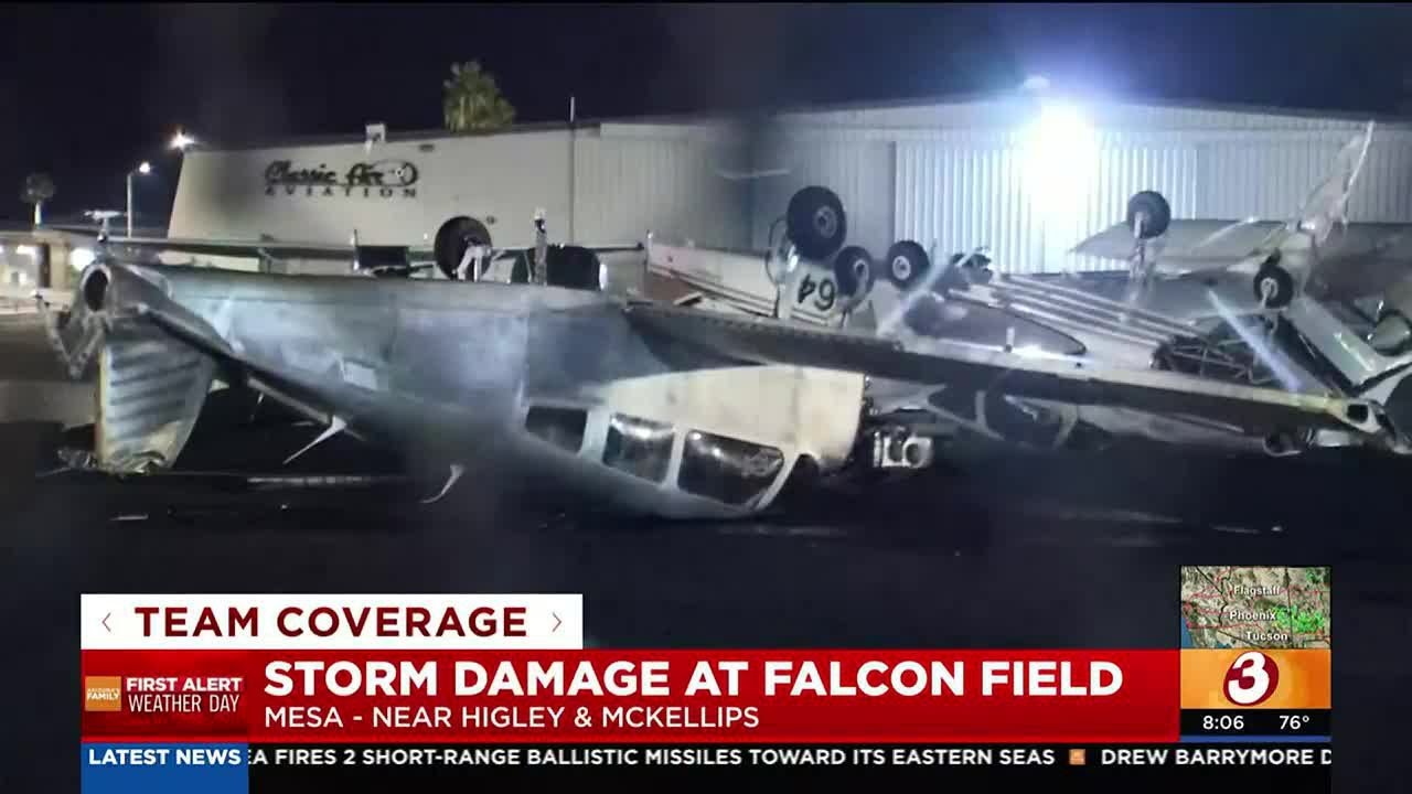 Planes damaged at Falcon Field after powerful monsoon storms hit Mesa