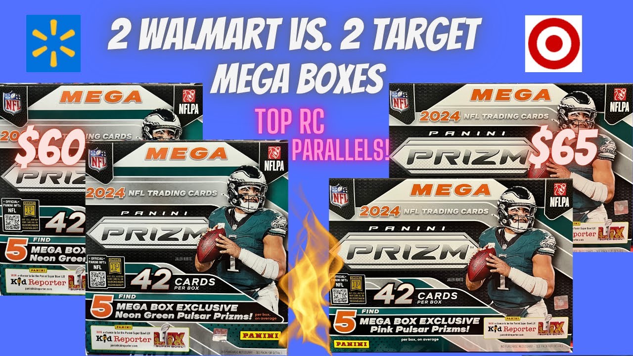 Amazing Mega Boxes! 2 Walmart vs. 2 Target 2024 Panini Prizm Football Mega Boxes