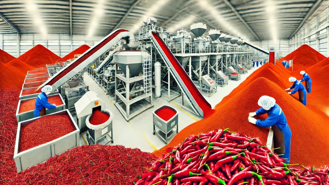 Green Chili Pepper Farming and Harvest - Green Chili Pepper Processing Factory - Chili Cultivation