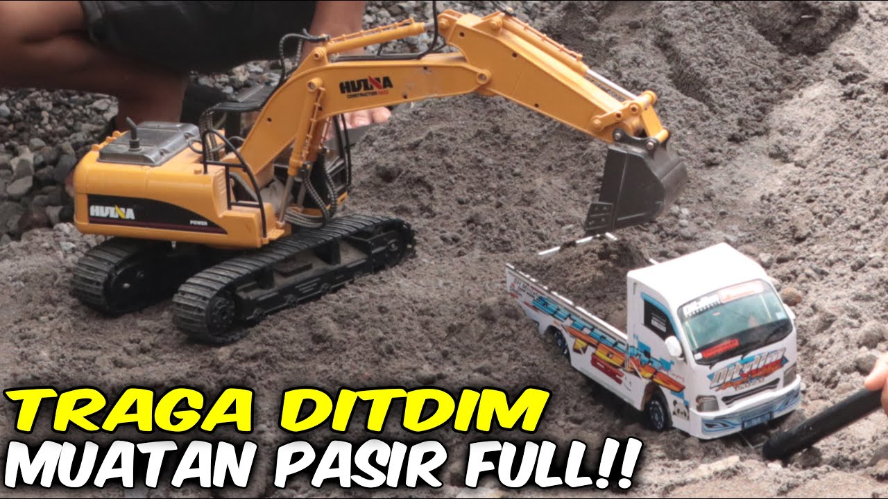 MUATAN PASIR❗ TES MINIATUR TRAGA DITDIM UNTUK MUAT PASIR PAKAI EXCAVATOR, KUAT GAK YA?
