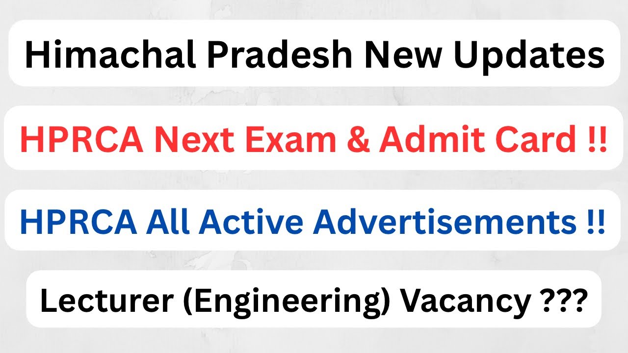 HPRCA Next Exam & Admit Card || Active Advertisement || Lecturer (Engineering) Vacancy || 