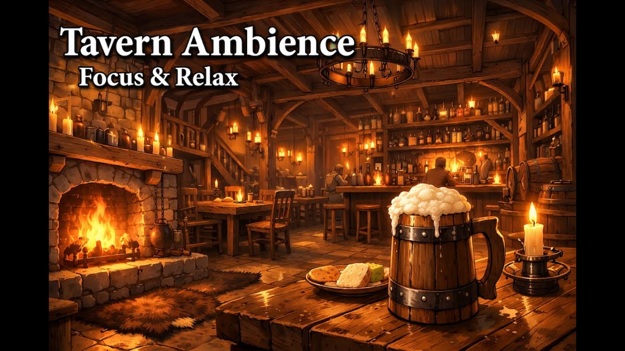Fantasy Tavern Music - Relaxing Celtic Ambience & Fireplace [Focus & Sleep] / 異世界酒場のBGM