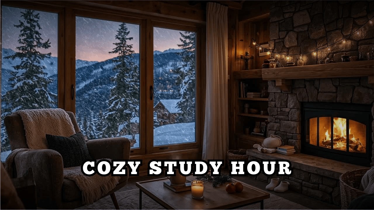 1 Hour Study Music ❄️ Cozy Snowfall Ambience for Deep Focus