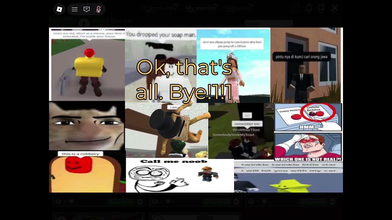 Some Roblox memes I made on my movie 