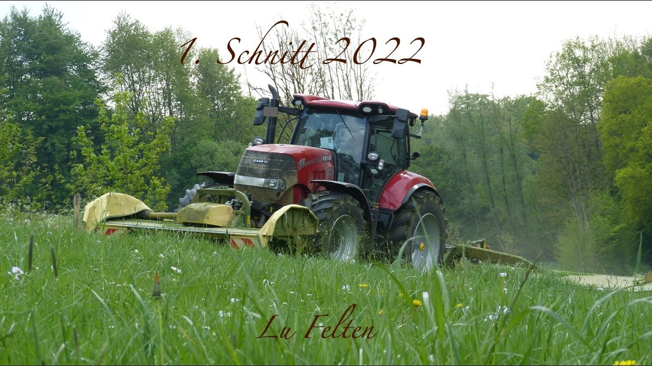 (1 Schnitt 2022) Mähen mit Case Puma 185 und Krone Mähkombi