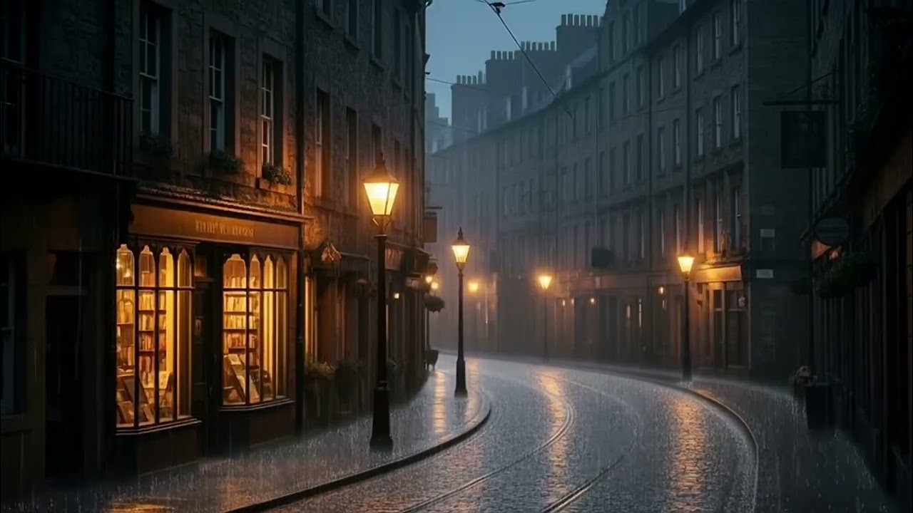 Rainy Old Town Street at Night 🌧️ | 8 Hours City Rain for Deep Sleep, Relax & Focus