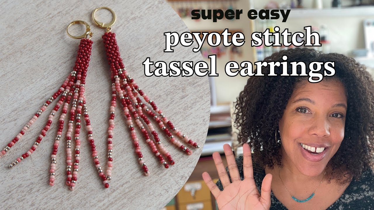 Peyote Stitch Seed Bead Tassel Earrings Easy Beginner Beading Tutorial