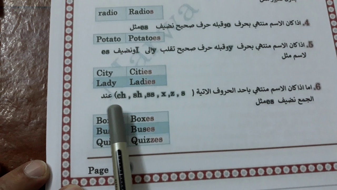 تكملة الدرس السابق