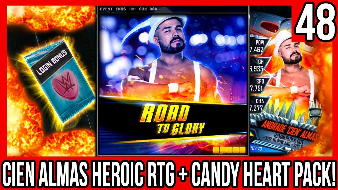 HEROIC ANDRADE CIEN ALMAS RTG + CANDY HEART PACK! #WWESUPERCARD S4 #48