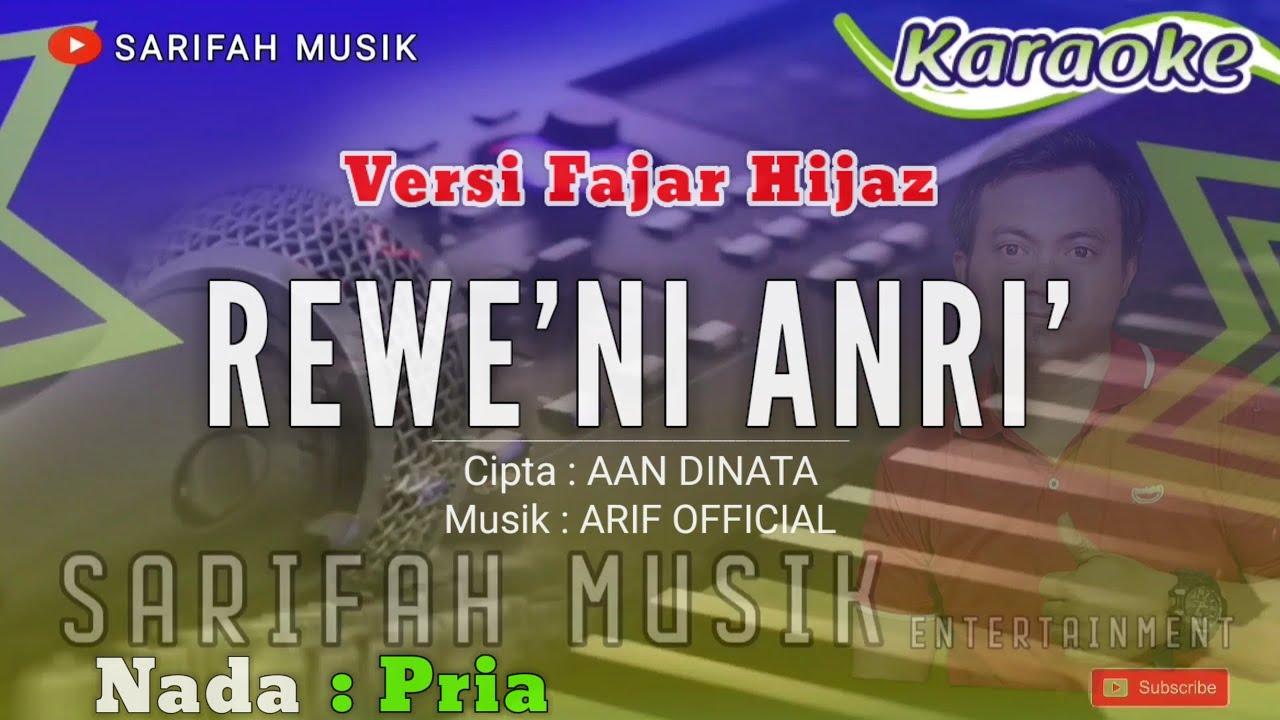 REWENI ANRI' - CIPT : AAN DINATA - KARAOKE || NADA PRIA #sarifahmusik #playlist#karaokelagubugis