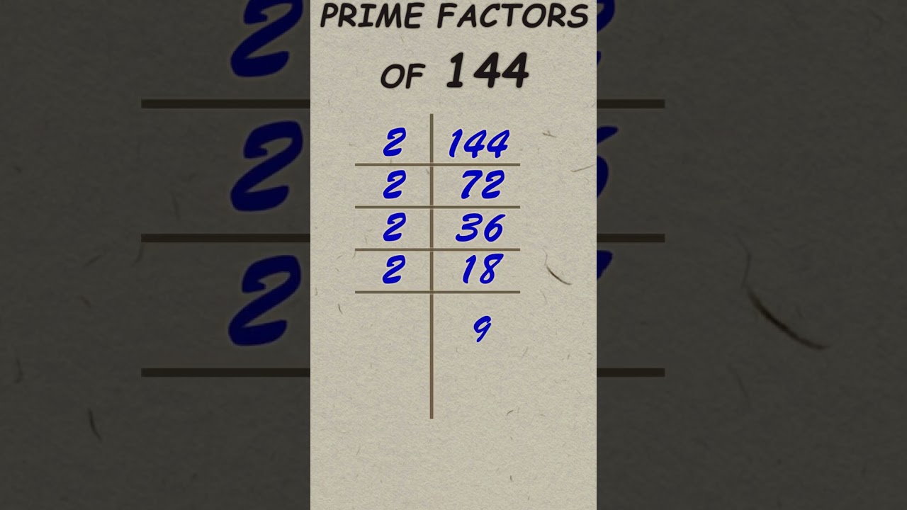 Prime factor of 144 / Prime factorisation / #publicmaths #shorts #primefactor