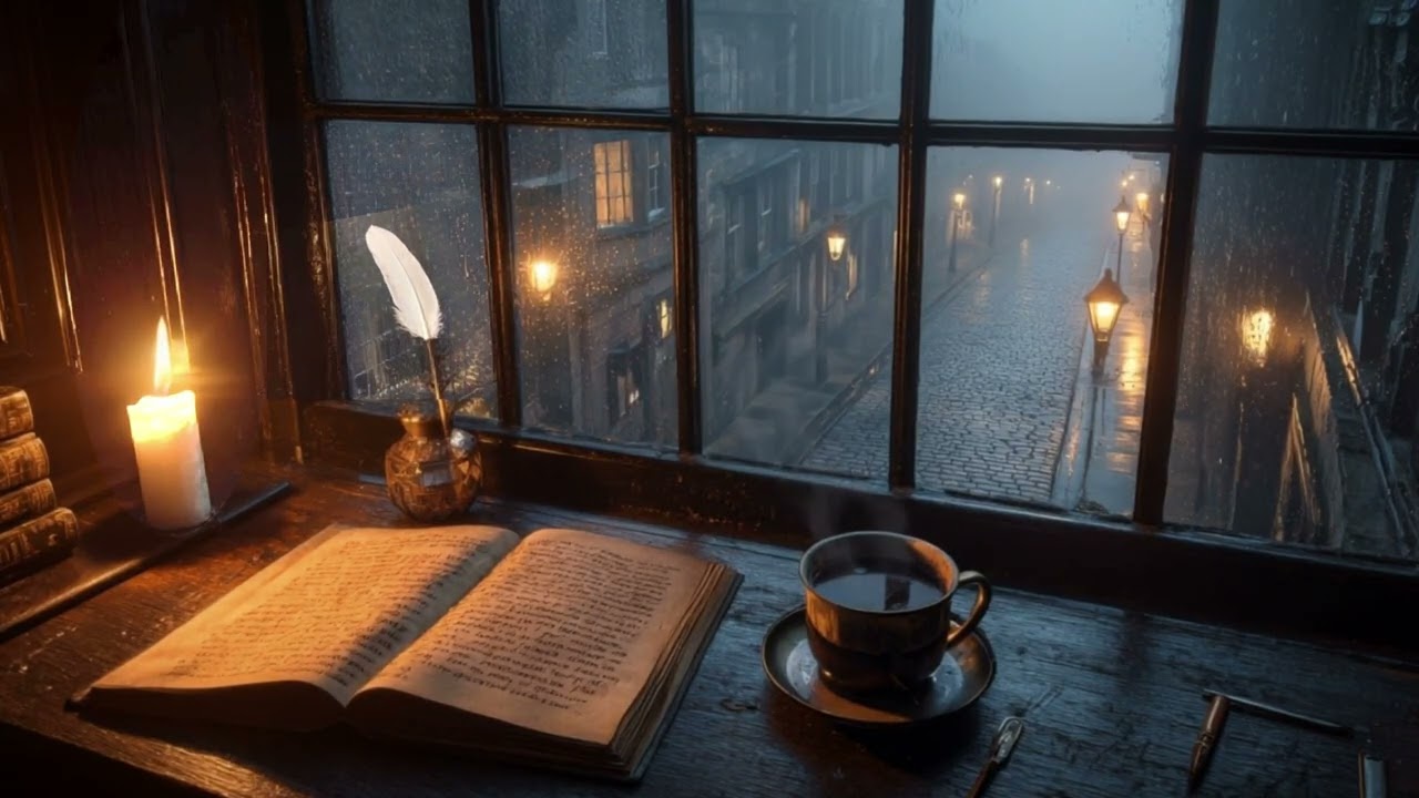 Dark academia playlist for midnight research in a foggy city 🌧️ Rainy Attic | Gaslight & Stone