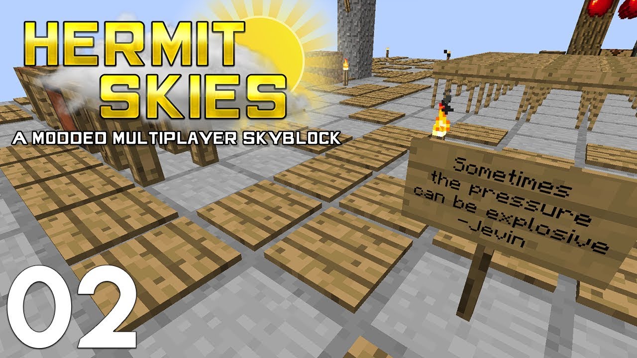 ►Hermit Skies: THE WARNING SHOT! | Ep. 2 | Modded Minecraft Survival◄ | iJevin